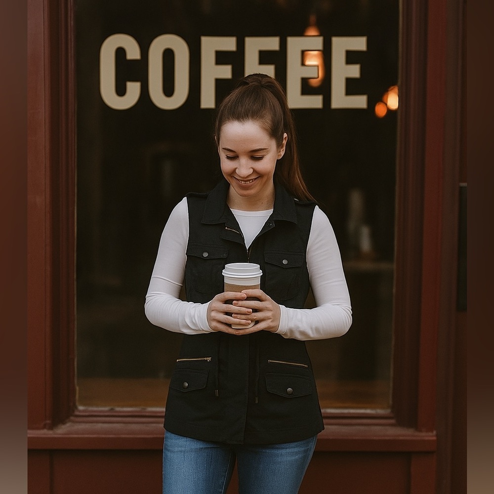 Love Tree Black Vest Lightweight Casual